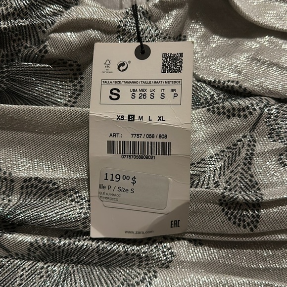 Zara silver metallic strapless minidress small BNWT - Picture 2 of 5